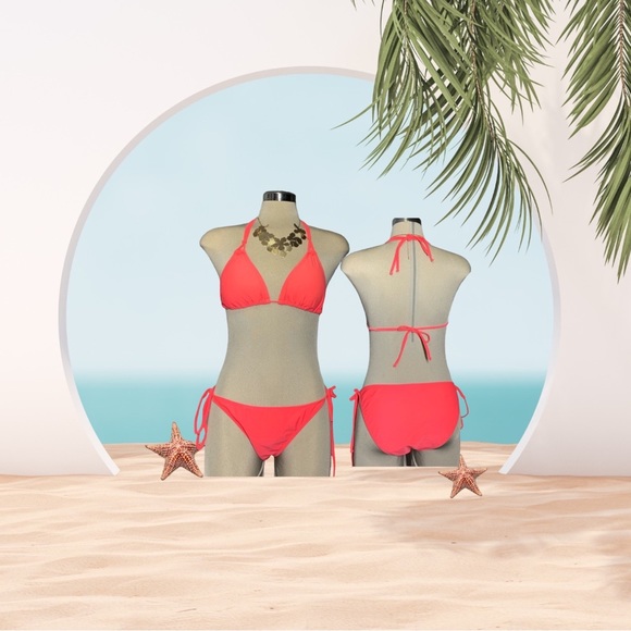 AQUAFUNKY Orange Two Pieces Bikini Swimsuit Size S - Picture 2 of 13